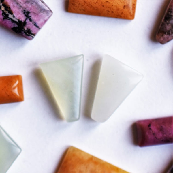 Green Chalcedony 14x10mm Trapezium Cut Cabochon Pair