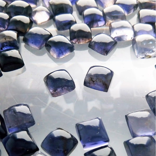 Iolite 6mm Square Gemstone Cabochon Pair