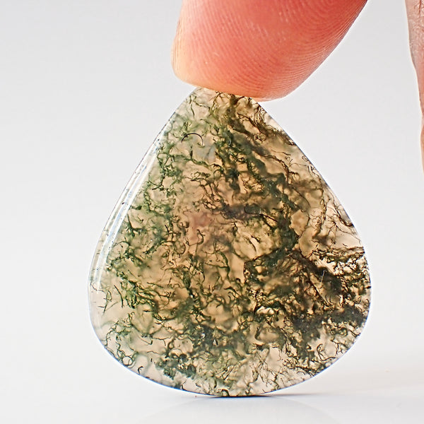 Natural Moss Agate 31×28mm Pear Cabochon (31.55 ct) | MAG0091