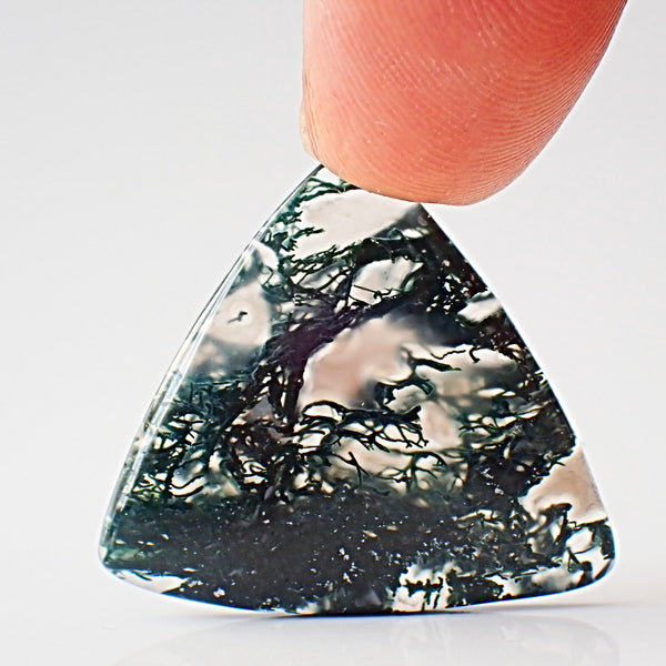 Natural Moss Agate 27mm Triangular Cabochon (21.75 ct) | MAG0092