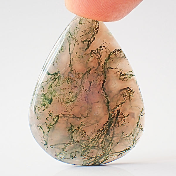 Natural Moss Agate 32×23mm Pear Cabochon (26.25 ct) | MAG0094