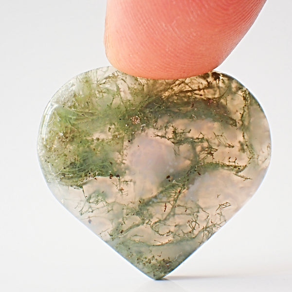 Natural Moss Agate 26×24mm Heart Cabochon (27.60 ct) | MAG0096